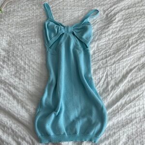 Blue Knit Sleeveless Dress